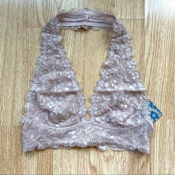 NWT Free People Intimately Galloon Lace Halter Bra in Evening Dove - Picture 2 of 7